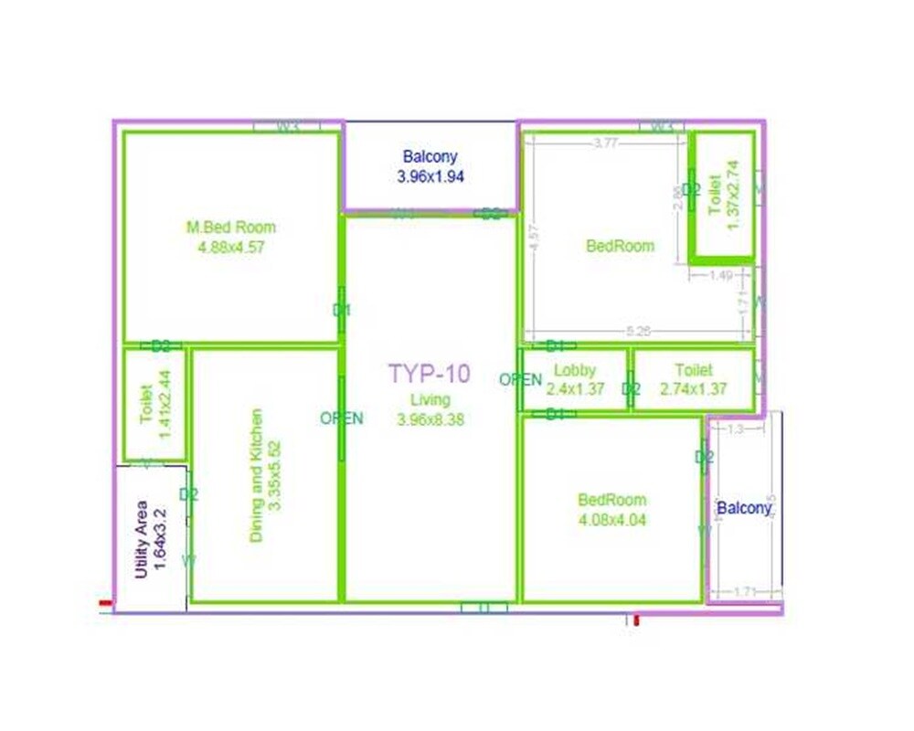 3 BHK 1565 Sq. Ft. Apartment