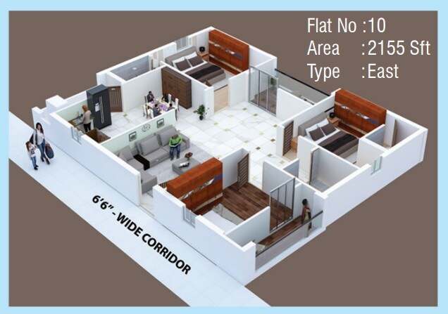 3 BHK 2155 Sq. Ft. Apartment