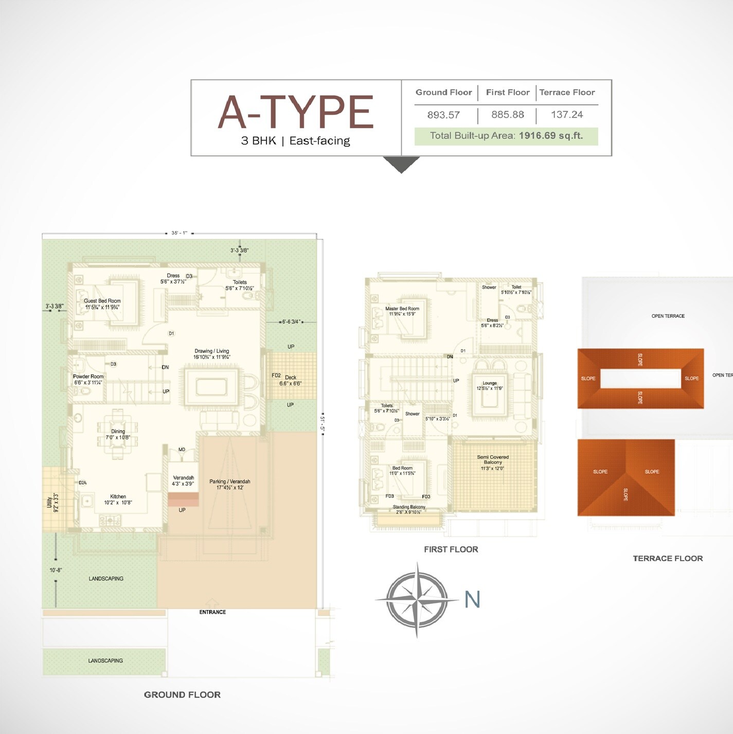 3 BHK 1917 Sq. Ft. Villa