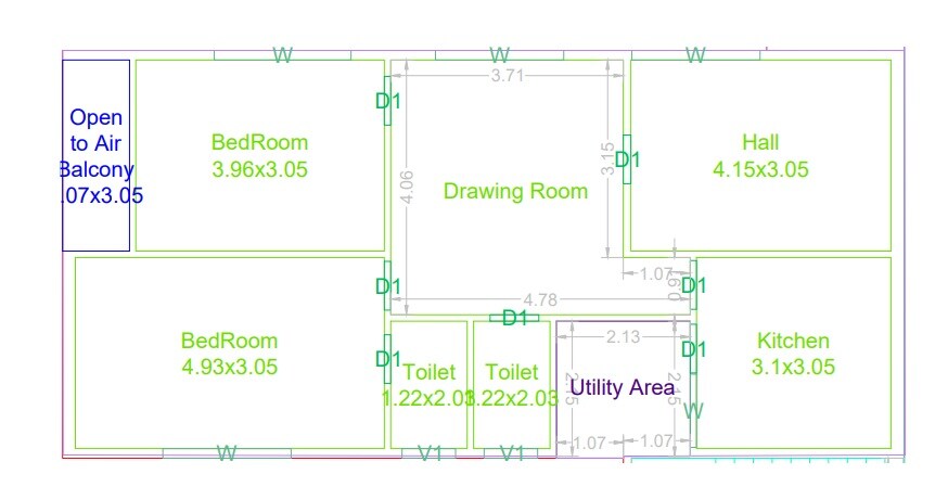 Floor plan of 2 BHK 1120 Sq. Ft. Apartment in Gavi Ayodhya, Hyderabad