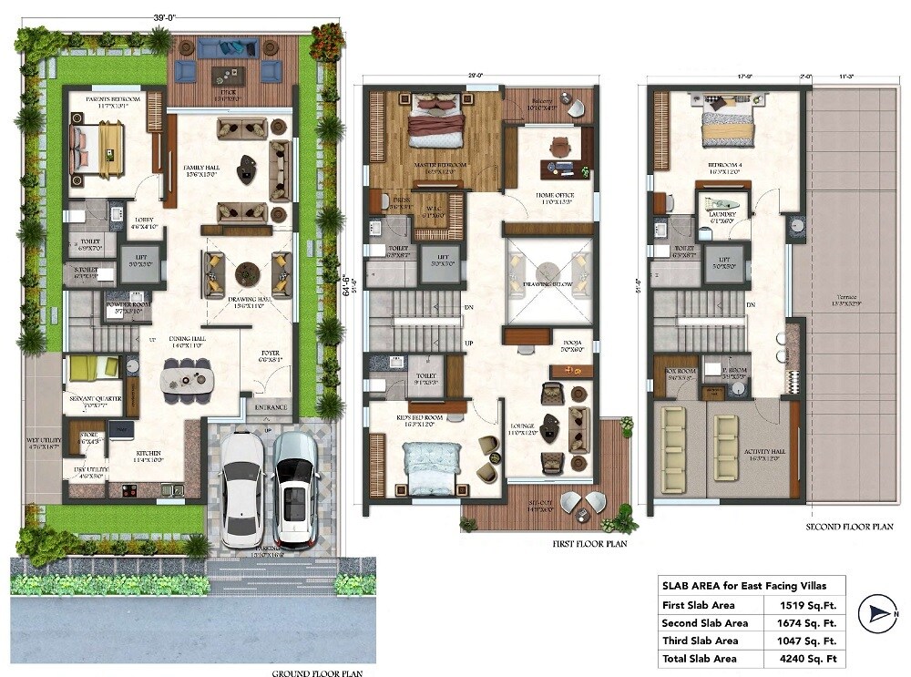 Floor plan of 4 BHK 4240 Sq. Ft. Villa in Geethika Ensconsia, Hyderabad