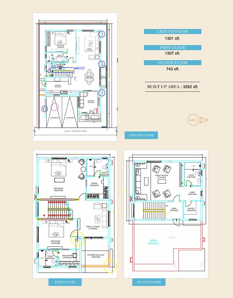Floor plan of 3 BHK 3352 Sq. Ft. Villa in Gem Estrella Kuber, Hyderabad