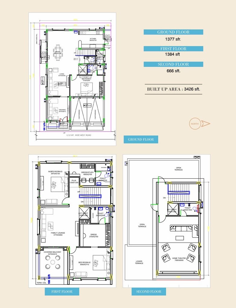 Floor plan of 3 BHK 3426 Sq. Ft. Villa in Gem Estrella Kuber, Hyderabad