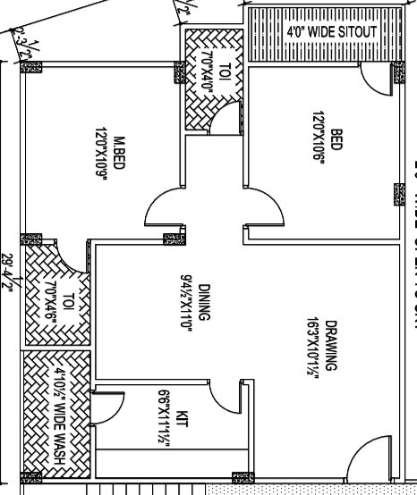 Floor plan of 2 BHK 1170 Sq. Ft. Apartment in Gemini Infra Bliss, Hyderabad