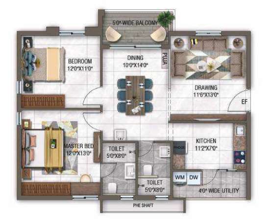 2 BHK 1195 Sq. Ft. Apartment in GHR Callisto