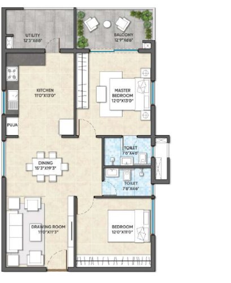 Other, kondapur 2 Bedroom 1270 Sq.Ft. Apartment In Kondapur Hyderabad 9365355