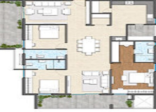 Floor plan of 3 BHK 2509 Sq. Ft. Apartment in GHR Titania, Hyderabad