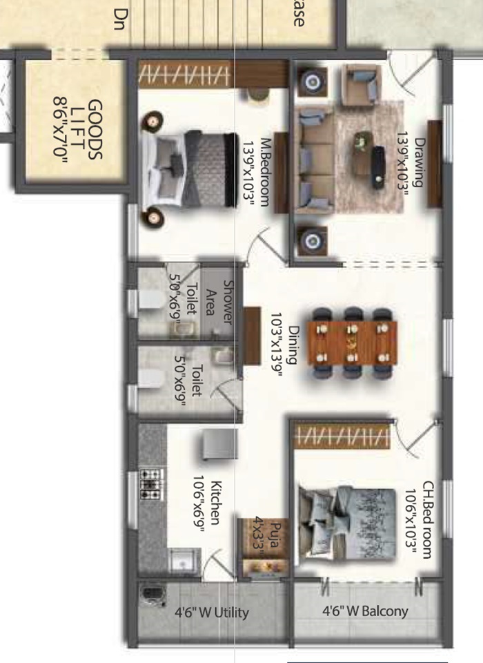 3 BHK 1173 Sq. Ft. Apartment in Giridhari 24 Carat