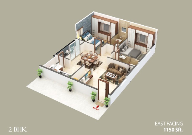 2 BHK 1150 Sq. Ft. Apartment in Giridhari Elite