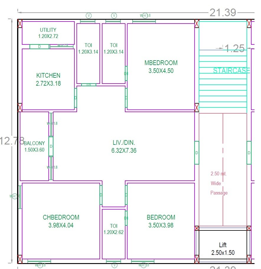 Floor plan of 3 BHK 1700 Sq. Ft. Apartment in GK Pravish Abode, Hyderabad