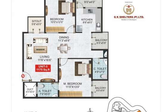 gk tower apartment 2 bhk 1175sqft 20205712105716