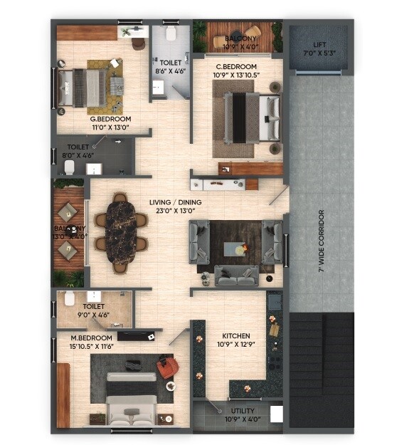 3 BHK 1763 Sq. Ft. Apartment