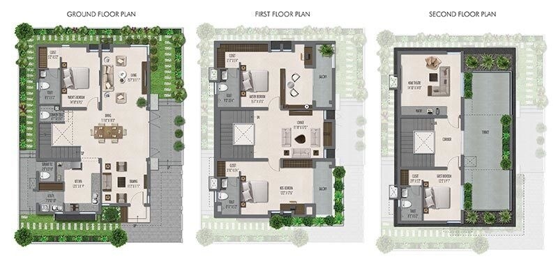 Floor plan of 4 BHK 3083 Sq. Ft. Villa in GKRS Palacio, Hyderabad