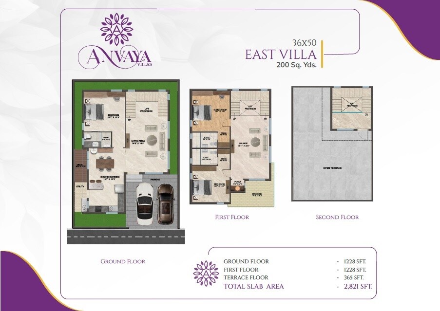 Floor plan of 3 BHK 2821 Sq. Ft. Villa in GNR Anvaya Icon City, Hyderabad