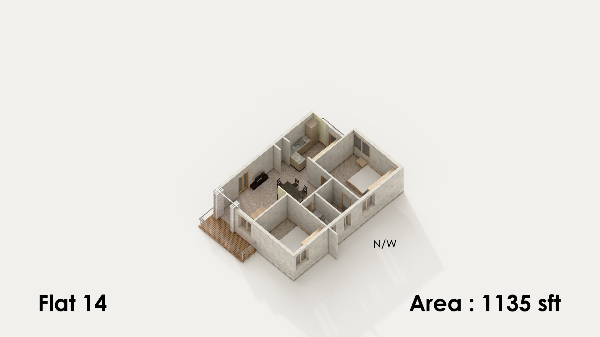 Floor plan of 2 BHK 1135 Sq. Ft. Apartment in Goldenkey Meraki, Hyderabad