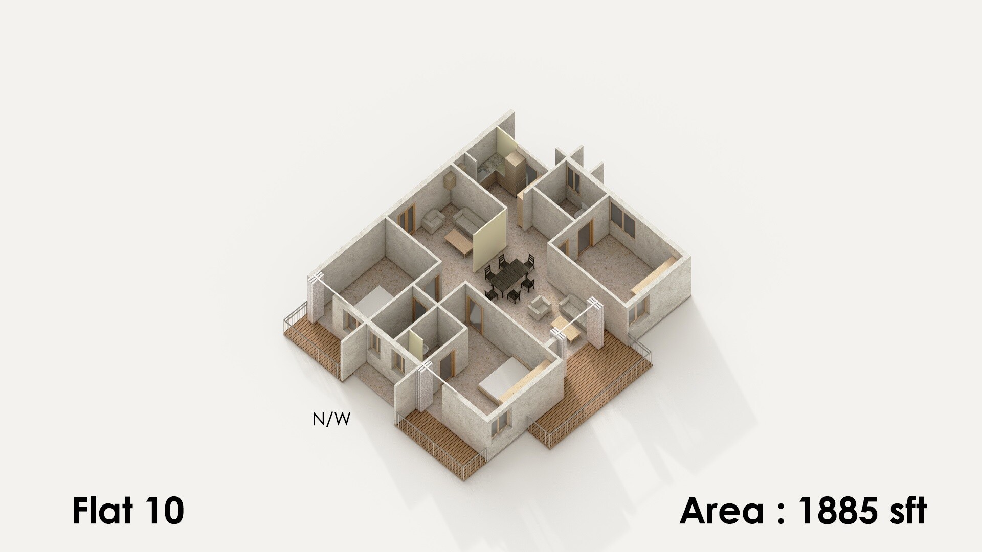 Floor plan of 3 BHK 1885 Sq. Ft. Apartment in Goldenkey Meraki, Hyderabad