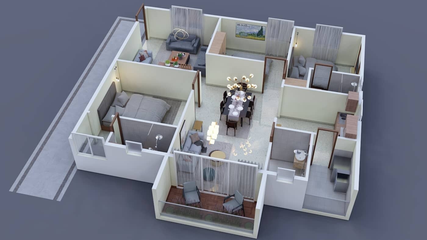 Floor plan of 3 BHK 1620 Sq. Ft. Apartment in Good Time Shreevatsavam, Hyderabad