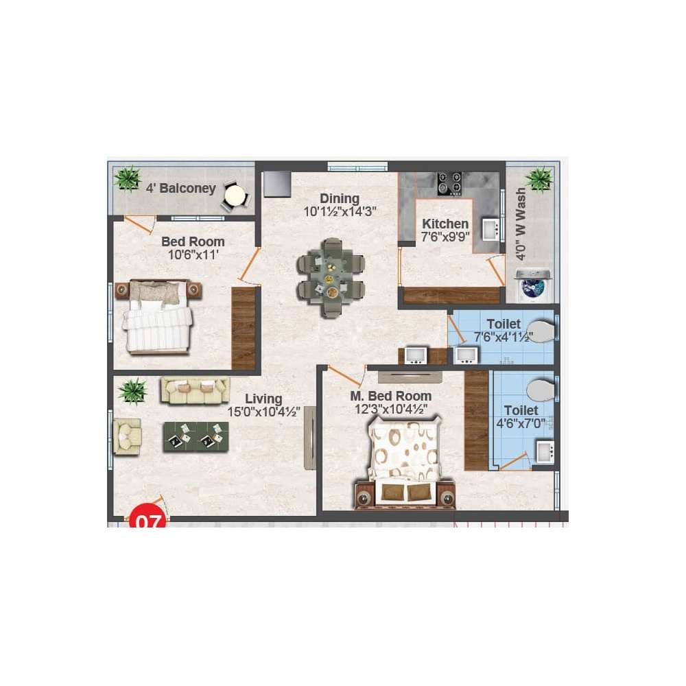 2 BHK 1100 Sq. Ft. Apartment in GR Mayoora