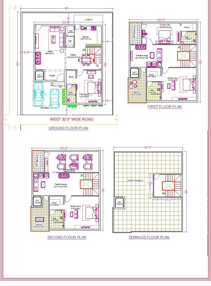 Floor plan of 4 BHK 2147 Sq. Ft. Villa in Green Tech 02 Community, Hyderabad