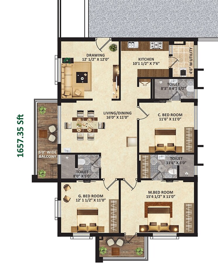 Other, greenmark-mayfair-apartments 3 Bedroom 1845 Sq.Ft. Apartment In Tellapur Hyderabad 8733484