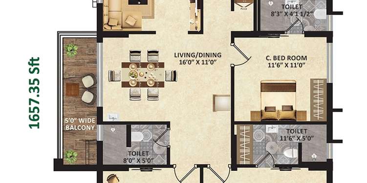 greenmark mayfair apartments apartment 3 bhk 1657sqft 20215516115549