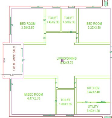 3 BHK 2844 Sq. Ft. Apartment