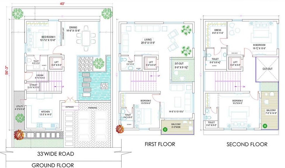 Floor plan of 4 BHK 3800 Sq. Ft. Villa in Greenrich Highlands, Hyderabad