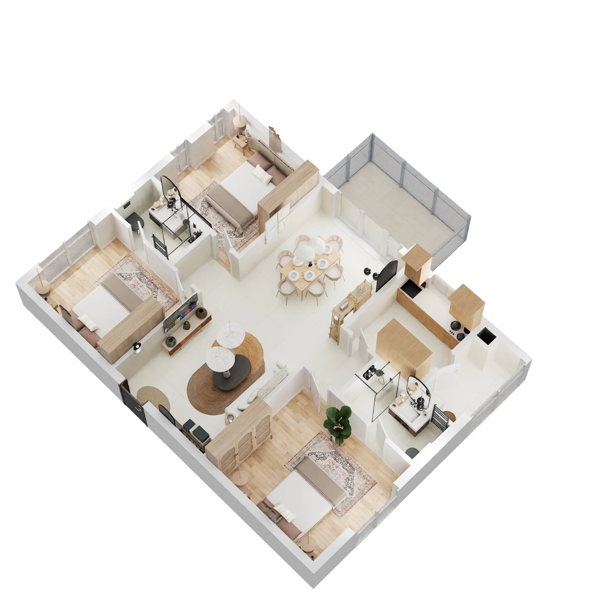 Floor plan of 3 BHK 1360 Sq. Ft. Apartment in Greenspace Celestial, Hyderabad