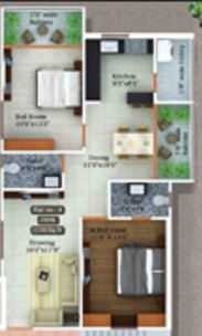 Floor plan of 2 BHK 1210 Sq. Ft. Apartment in Greenspace West Square, Hyderabad