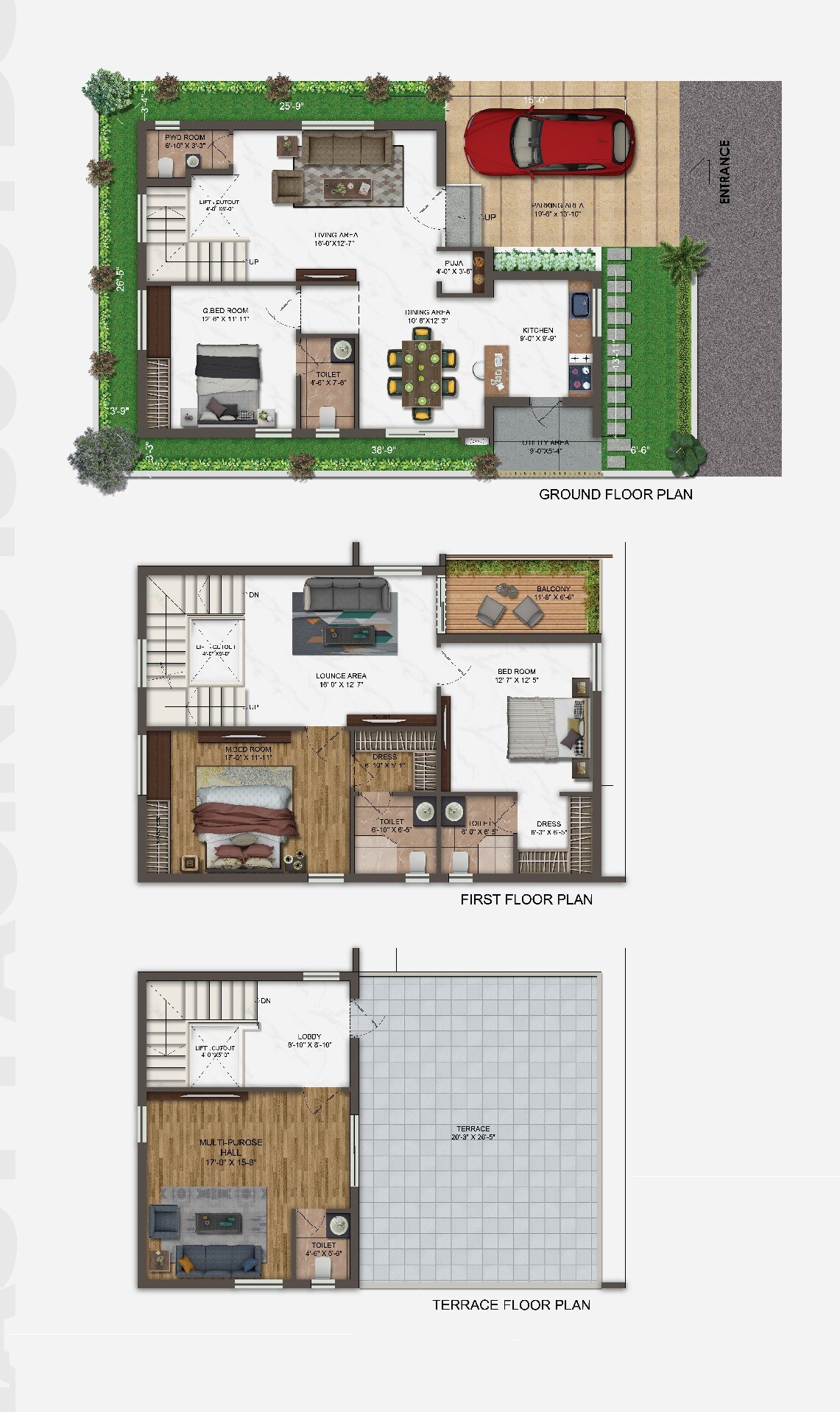 Floor plan of 4 BHK 2701 Sq. Ft. Villa in Grenstone Siri Elite, Hyderabad