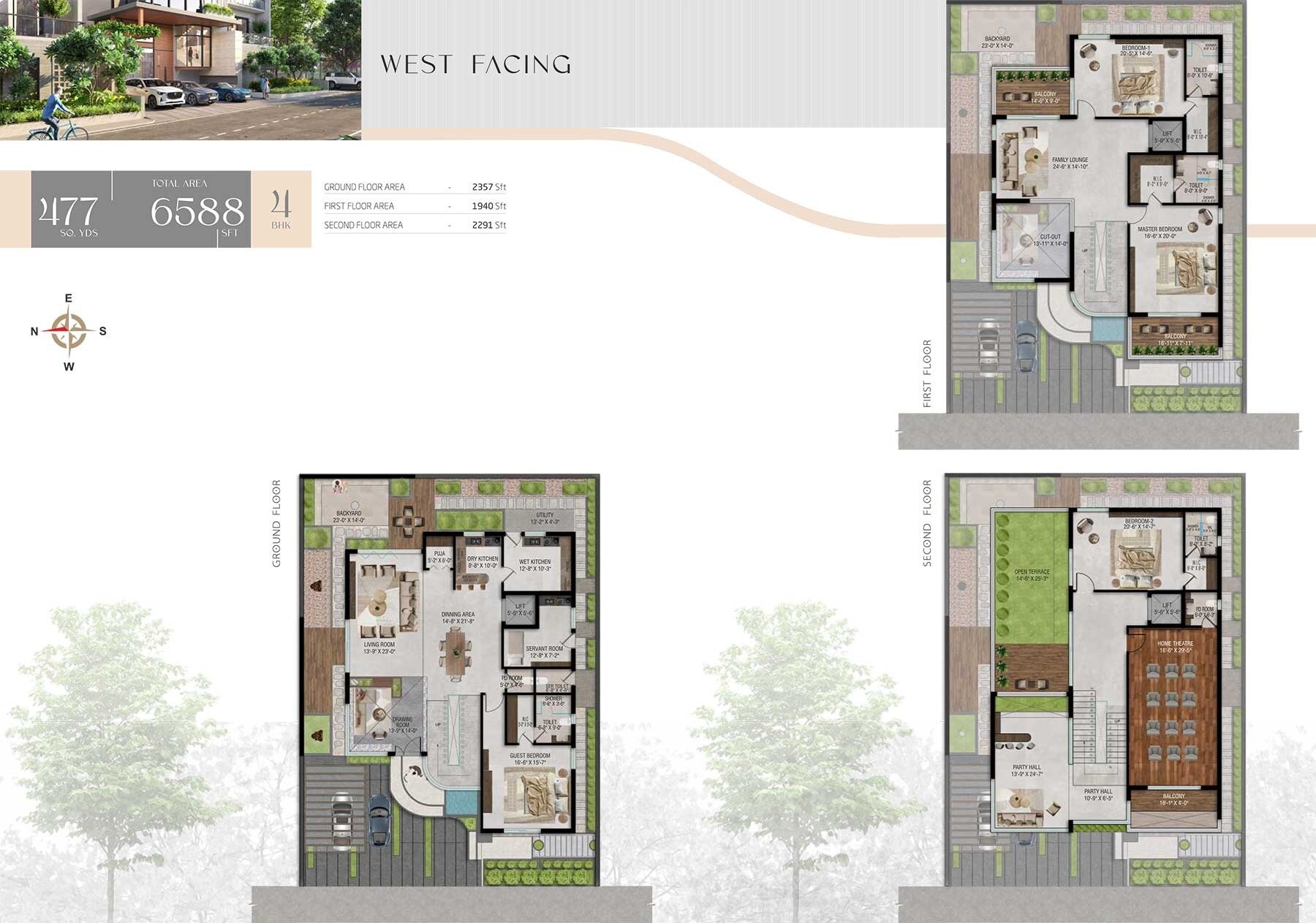 Floor plan of 4 BHK 6588 Sq. Ft. Villa in Grupe Lios, Hyderabad