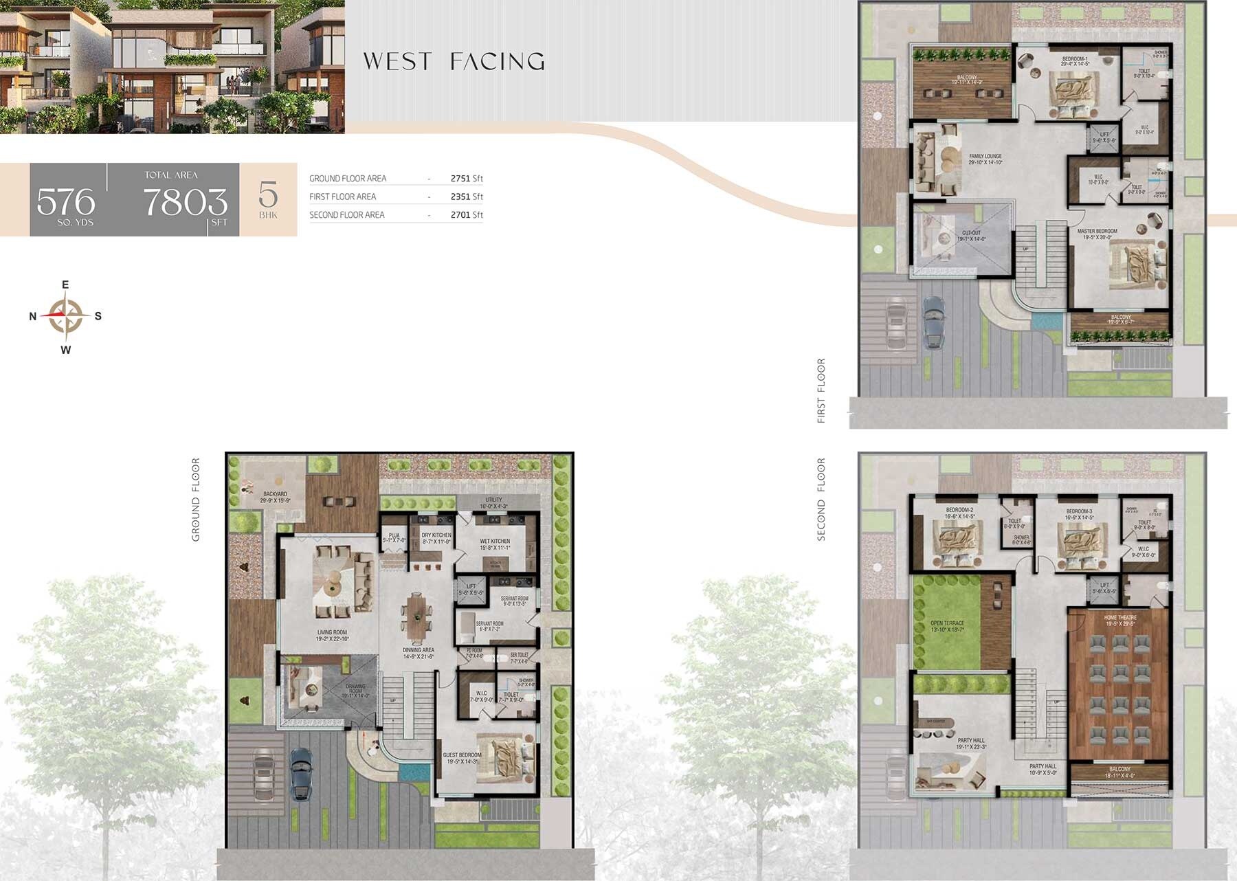 Floor plan of 5 BHK 7803 Sq. Ft. Villa in Grupe Lios, Hyderabad