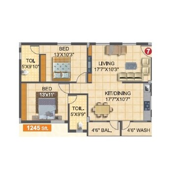  2 BHK Apartment at GS Infra Setty Yellow Meadows, Dundigal – for Sale