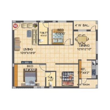  3 BHK Apartment at GS Infra Setty Yellow Meadows, Dundigal – for Sale
