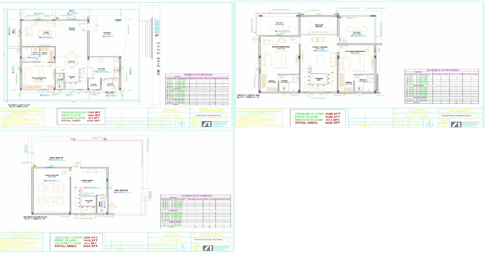 Floor plan of 3 BHK 3435 Sq. Ft. Villa in Hallmark 5A Villa, Hyderabad