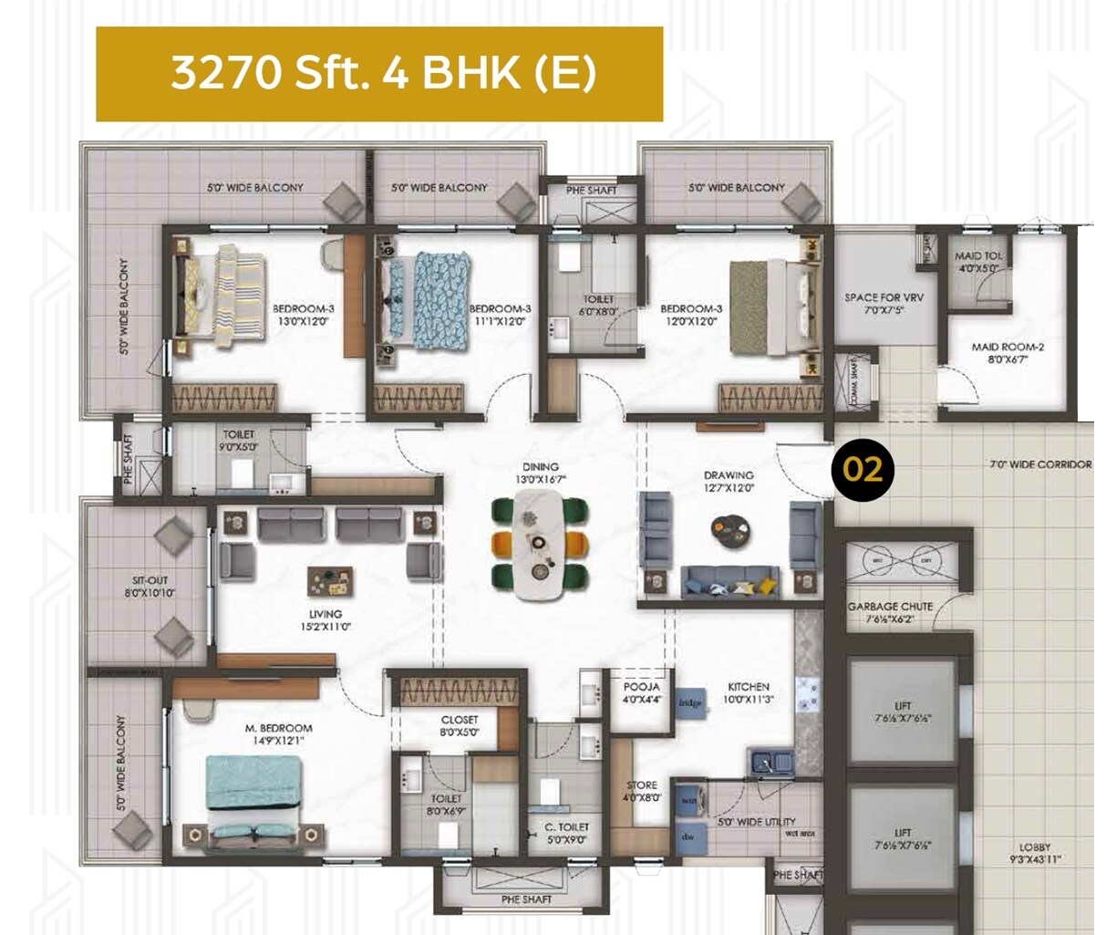 4 BHK 3270 Sq. Ft. Apartment