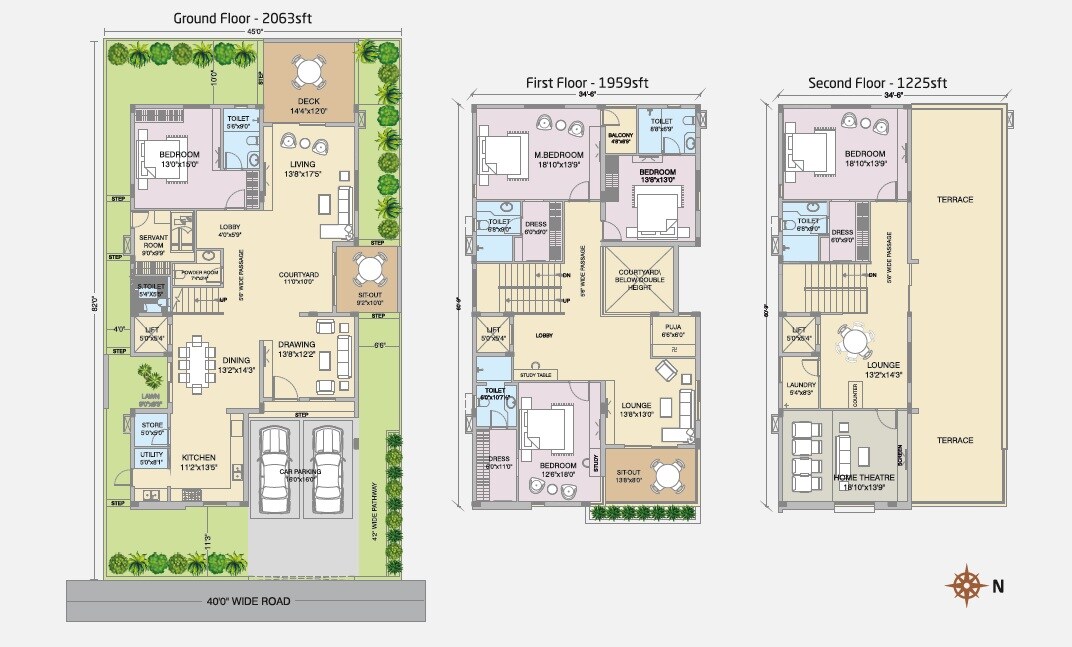 Floor plan of 5 BHK 5247 Sq. Ft. Villa in Hallmark County, Hyderabad