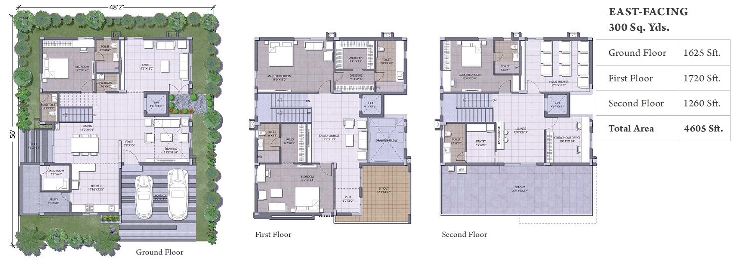 Floor plan of 4 BHK 4605 Sq. Ft. Villa in Hallmark Floresta, Hyderabad