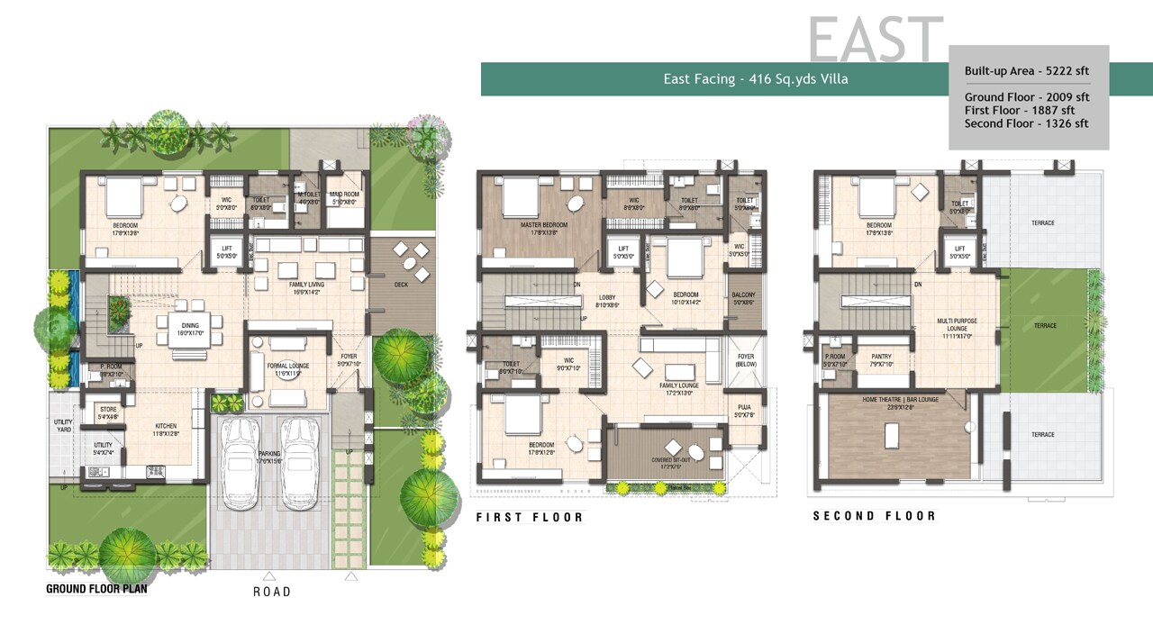Floor plan of 5 BHK 5222 Sq. Ft. Villa in Hallmark Imperia, Hyderabad