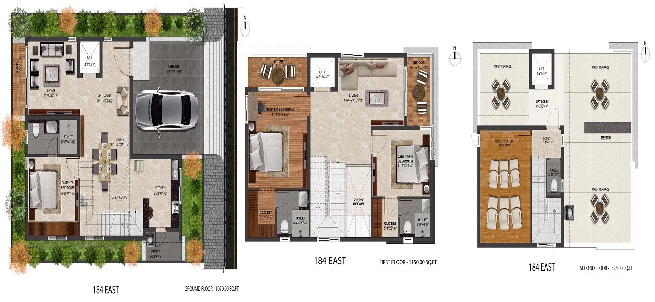 Floor plan of 3 BHK 2745 Sq. Ft. Villa in Hallmark Nature Nest, Hyderabad