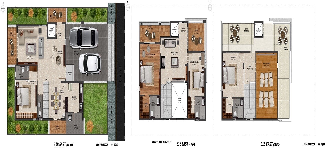 Floor plan of 4 BHK 4040 Sq. Ft. Villa in Hallmark Nature Nest, Hyderabad