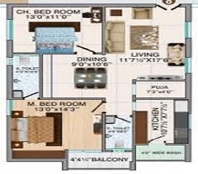 2 BHK 1430 Sq. Ft. Apartment in Hallmark Silvanus