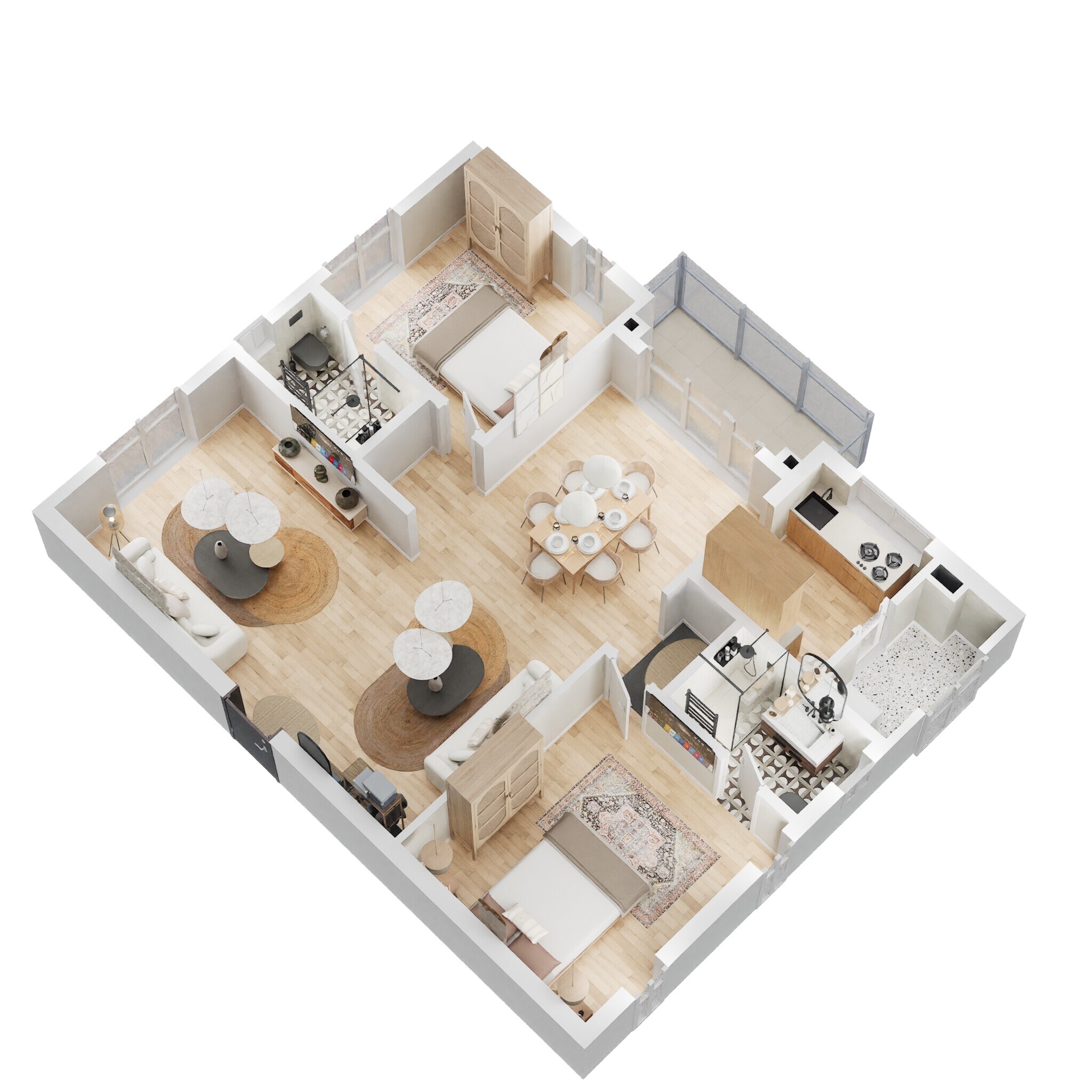 Floor plan of 2 BHK Apartment - 1325 sq. ft. in Hallmark Skyrena, Hyderabad
