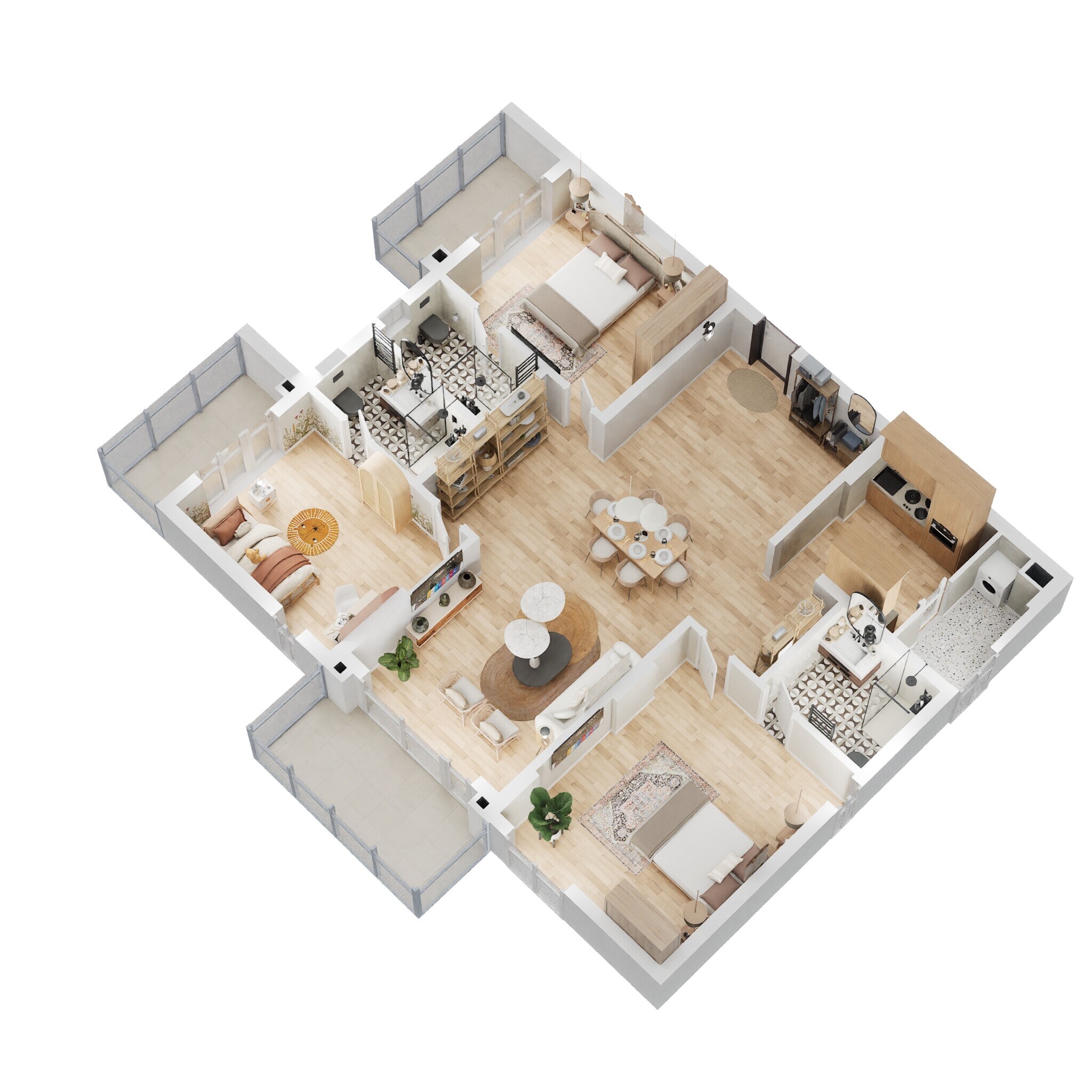Floor plan of 3 BHK Apartment - 1935 sq. ft. in Hallmark Skyrena, Hyderabad