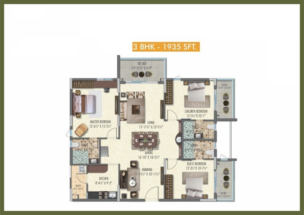  3 BHK Apartment at Hallmark Skyrena, Narsingi – for Rent