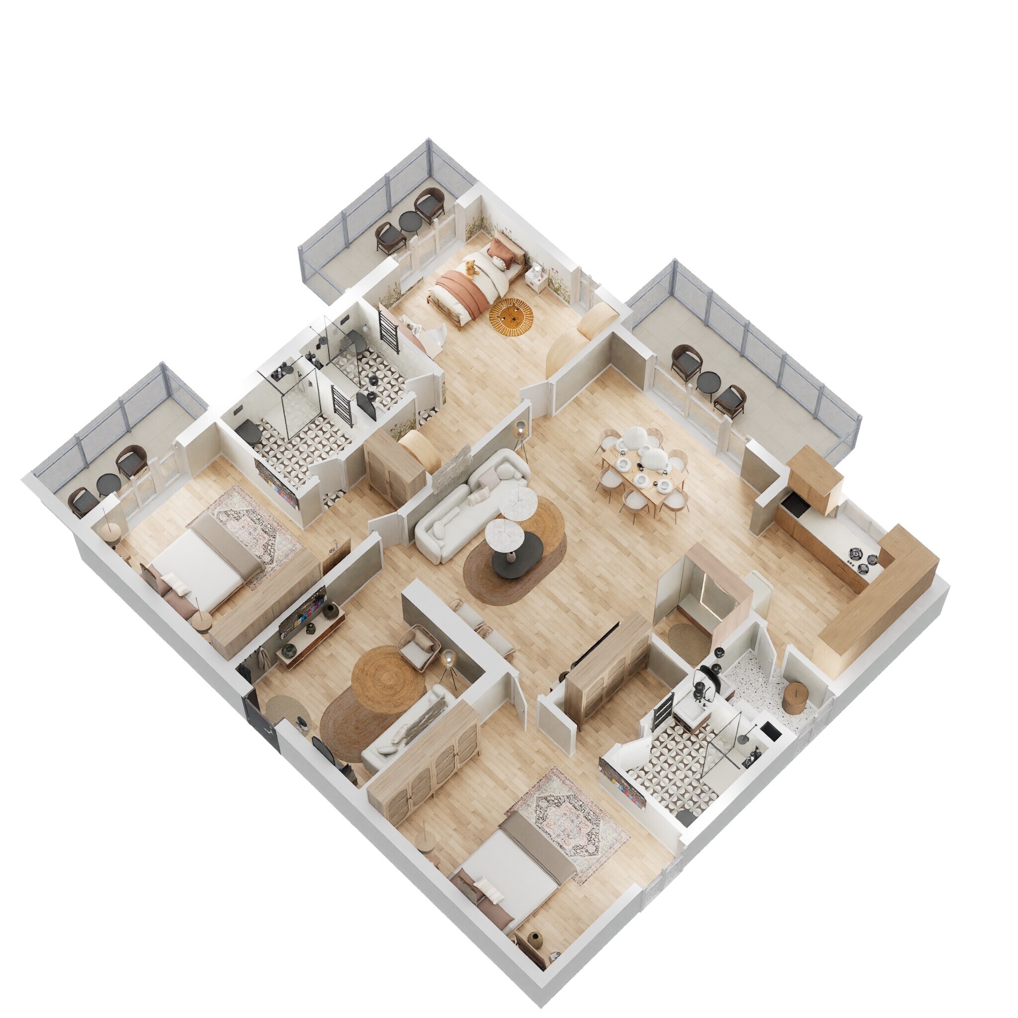 Floor plan of 3 BHK Apartment - 2255 sq. ft. in Hallmark Skyrena, Hyderabad