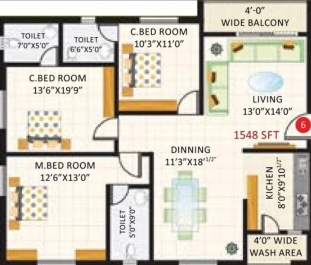 3 BHK 1548 Sq. Ft. Apartment