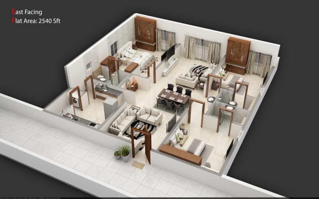 Floor plan of 3 BHK 2540 Sq. Ft. Apartment in Hallmark Treasor, Hyderabad