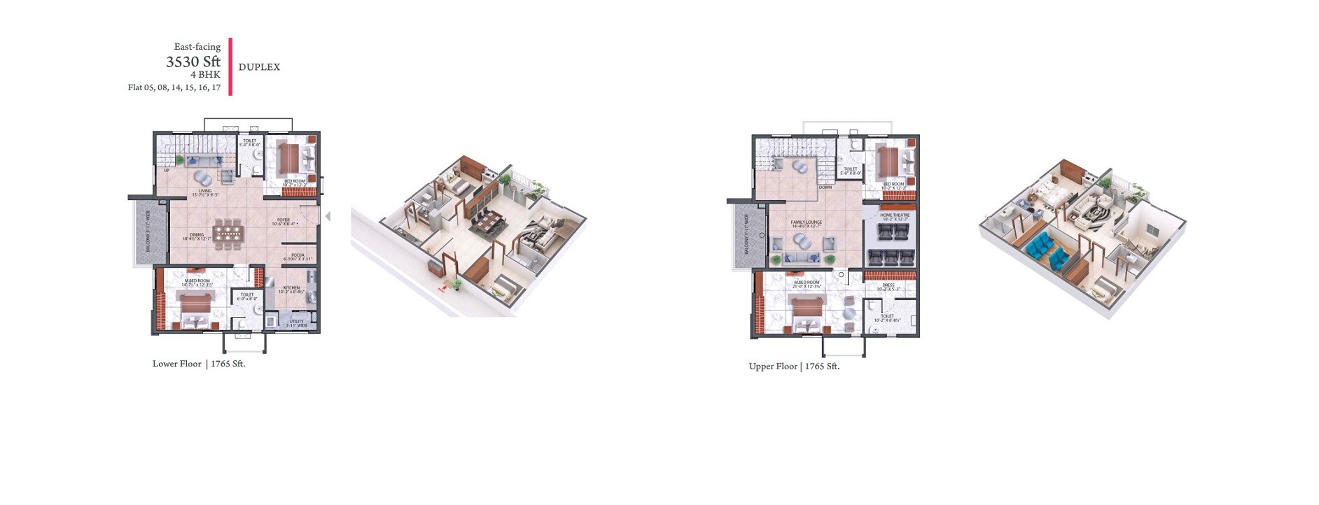 Floor plan of 4 BHK 3530 Sq. Ft. Apartment in Hallmark Treasor, Hyderabad