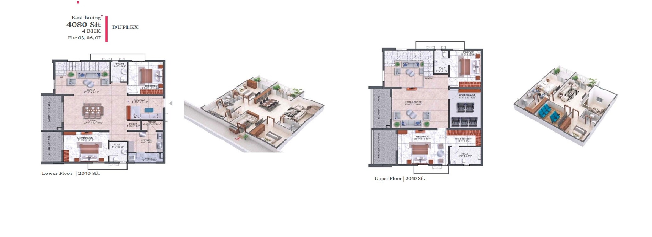 Floor plan of 4 BHK 4080 Sq. Ft. Apartment in Hallmark Treasor, Hyderabad